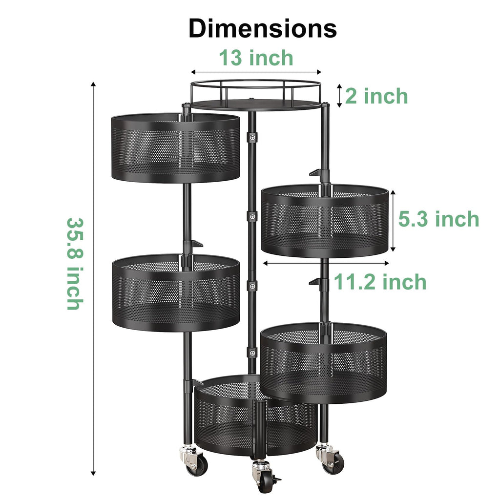 5 Tier Rotating Fruit Vegetable Basket Stand N157