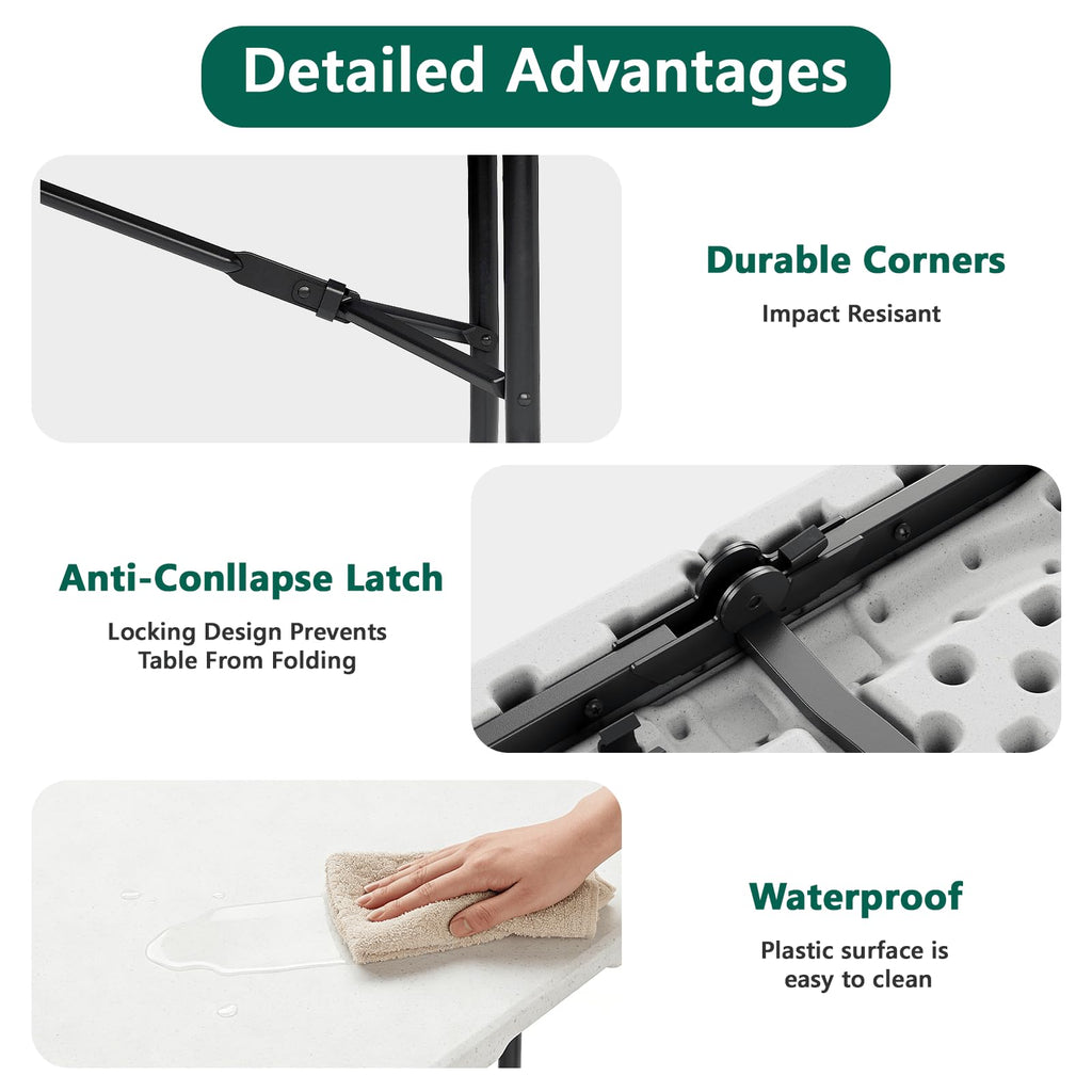 6FT White Folding Table with Steel Legs T780