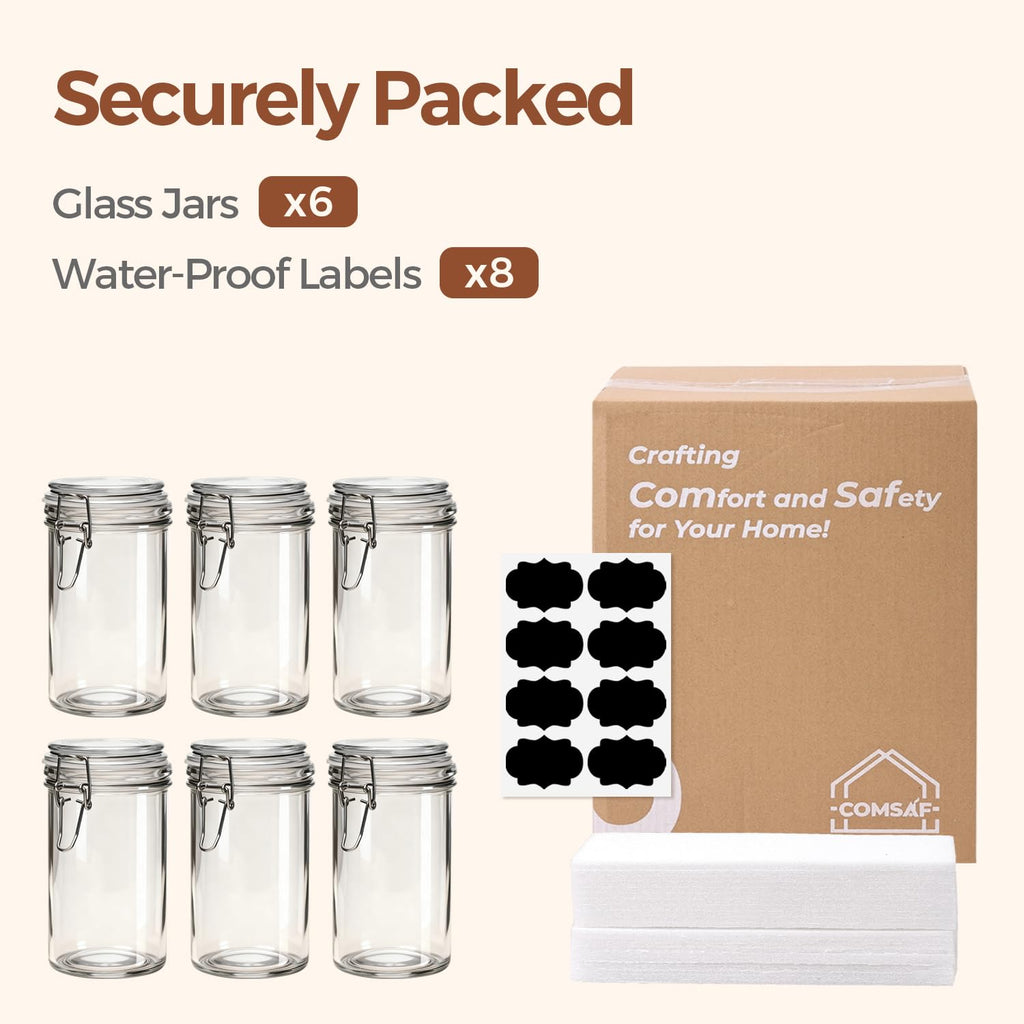 16 oz Glass Jars with Airtight Lids 6 Pack F3524