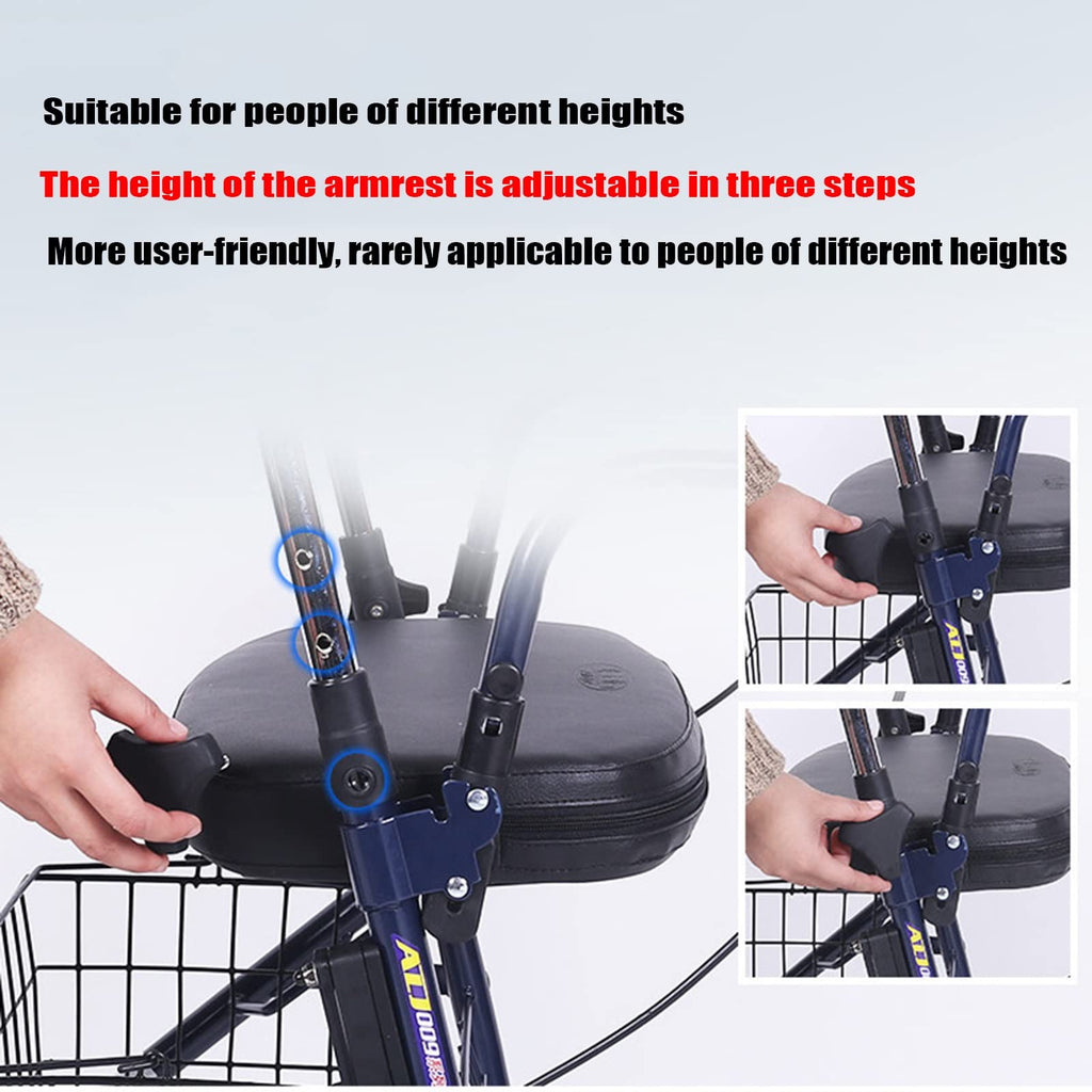 Upright Folding Rollator Walker with Seat H72424