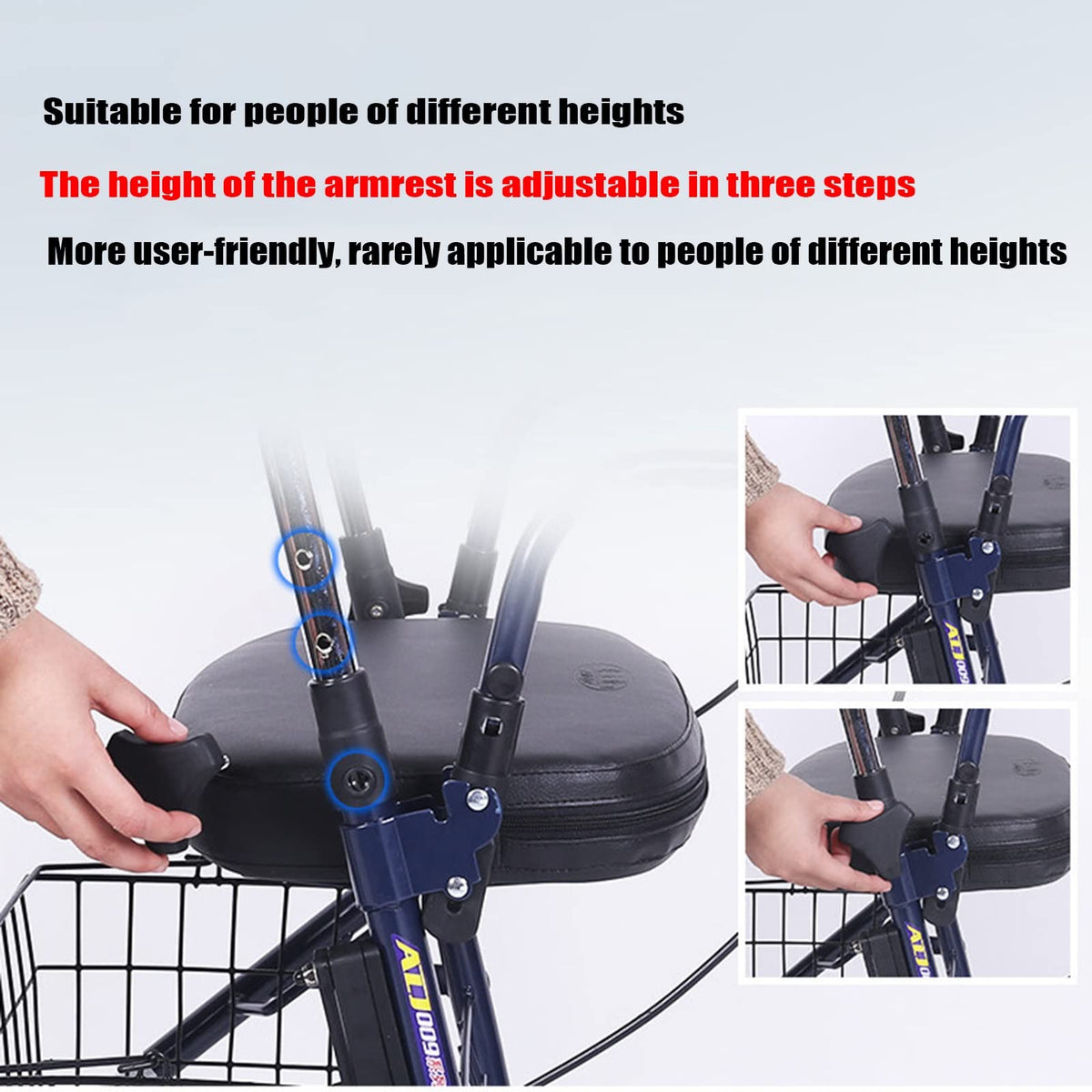 Upright Folding Rollator Walker with Seat H72424