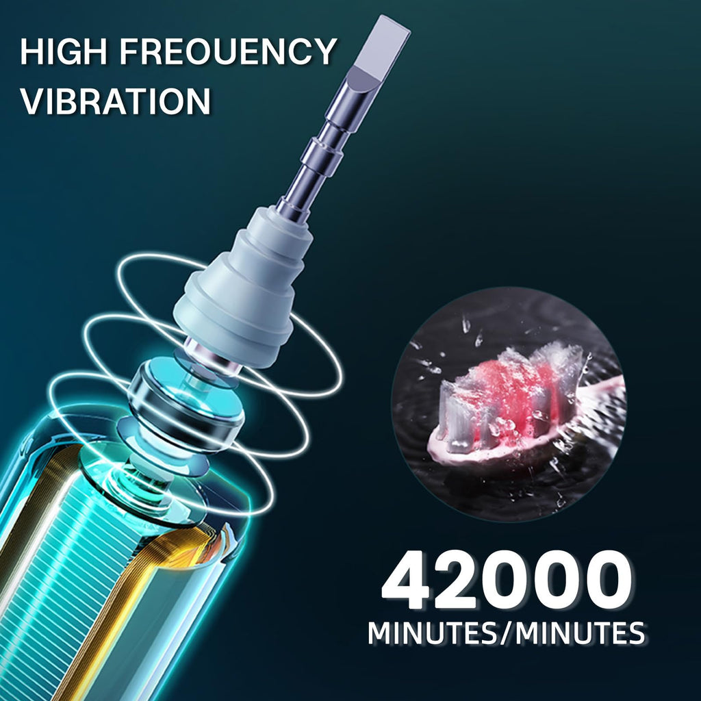 Black White Electric Toothbrush with 10 Brush Heads Q376