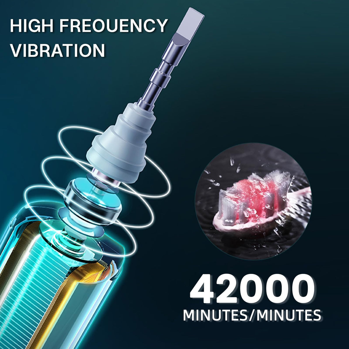 Black White Electric Toothbrush with 10 Brush Heads Q376