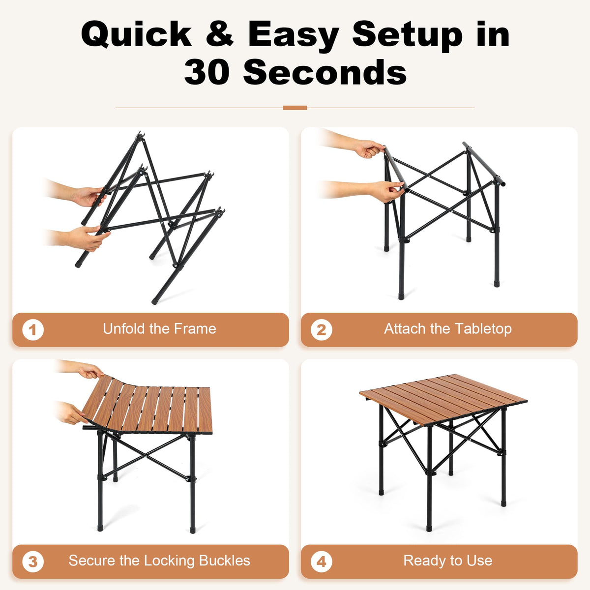Folding Camping Table 21 x 20 Inch with Carry Bag V6153
