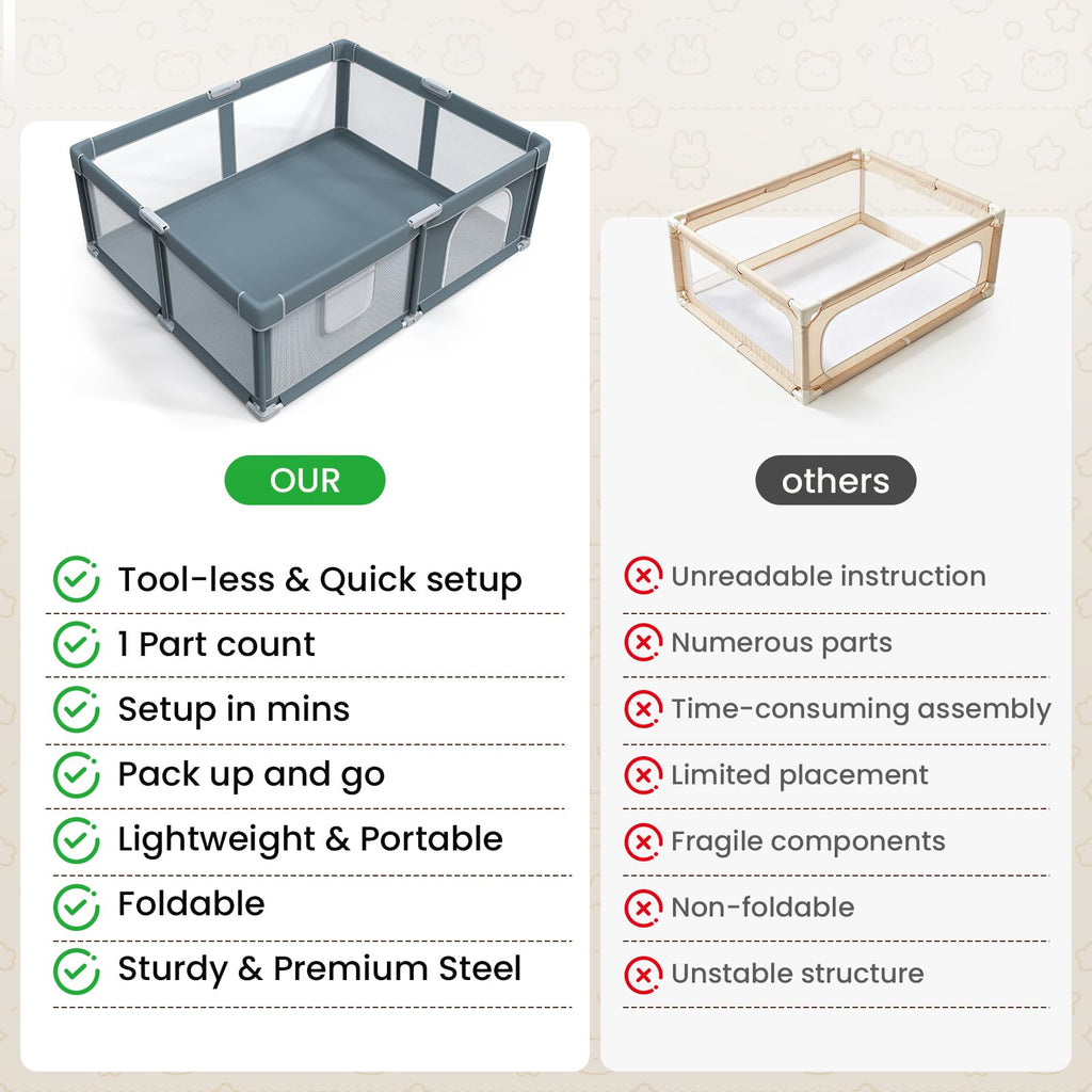 Foldable Baby Playpen 71x59 Inch R472527
