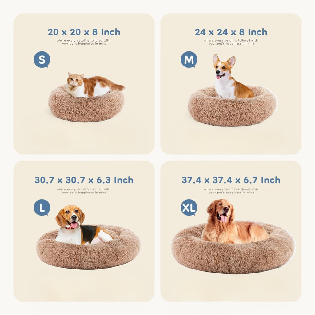 30.7 Inch Fluffy Faux Fur Plush Dog Bed M912