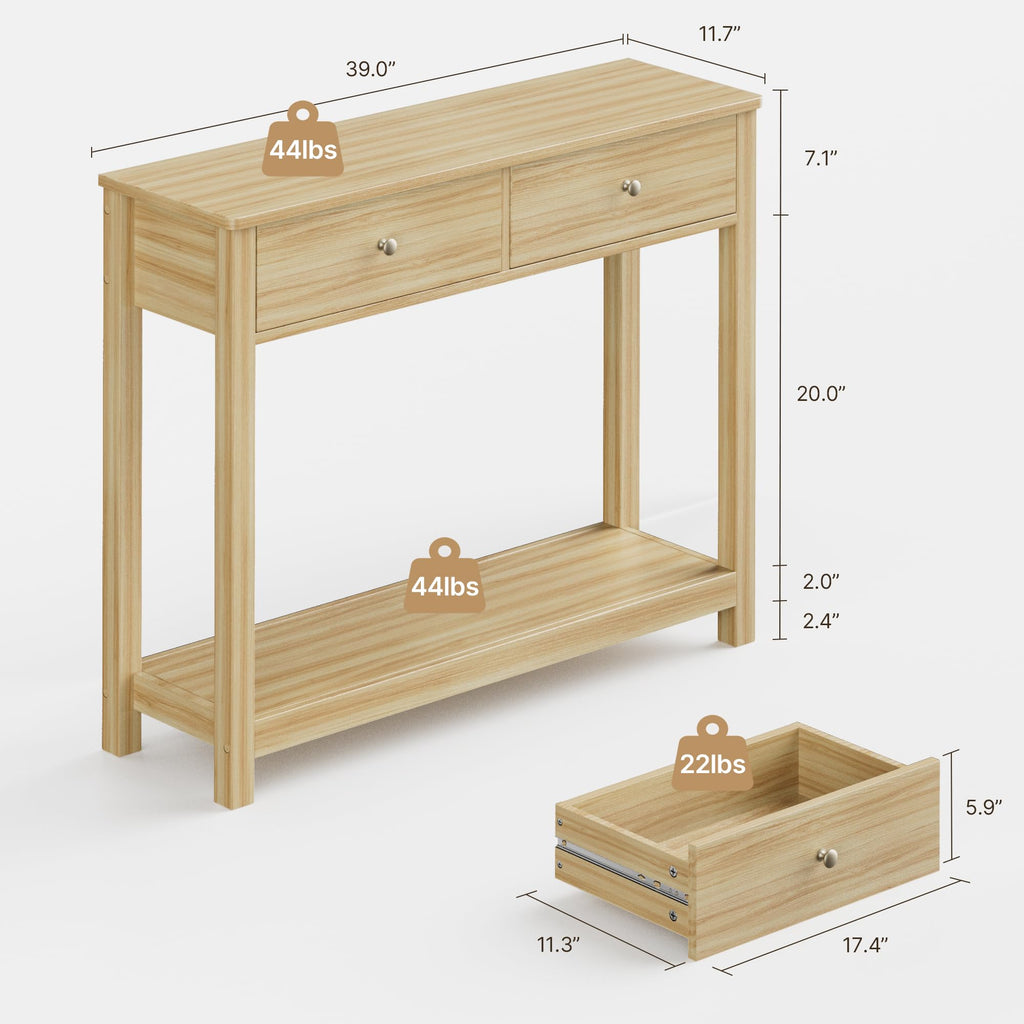 2 Drawer Oak Console Table J5074