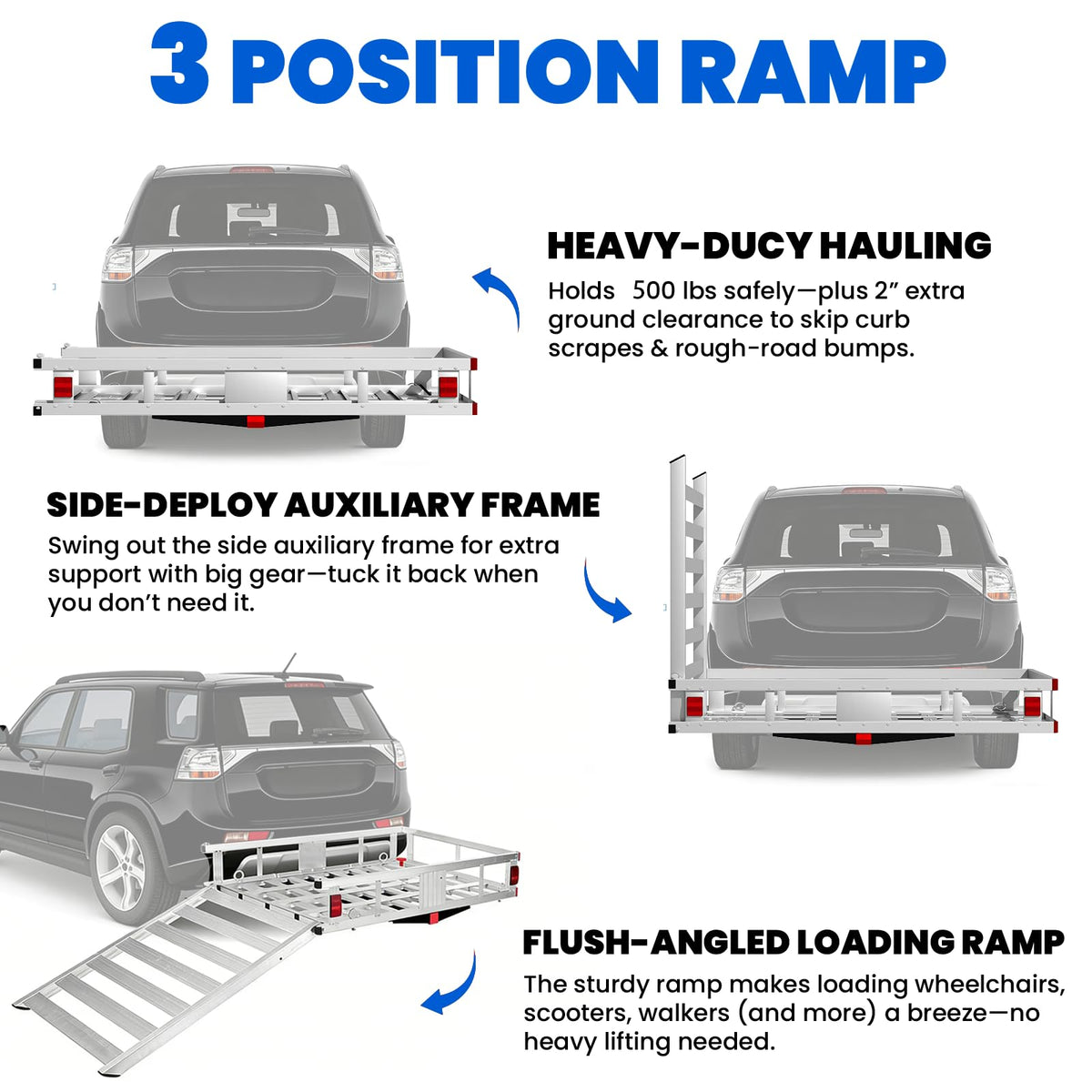 Hitch Cargo Carrier with Ramp, 500 lbs Capacity U578