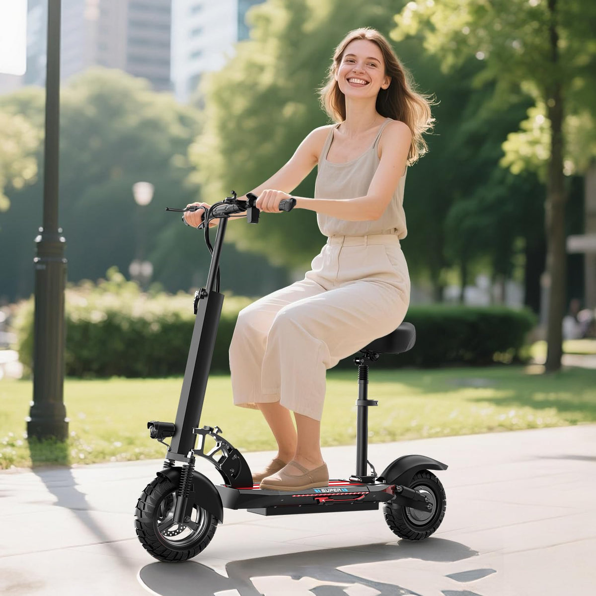 800W 45 Mile Range 25 Mph Foldable Electric Scooter with Seat A9975