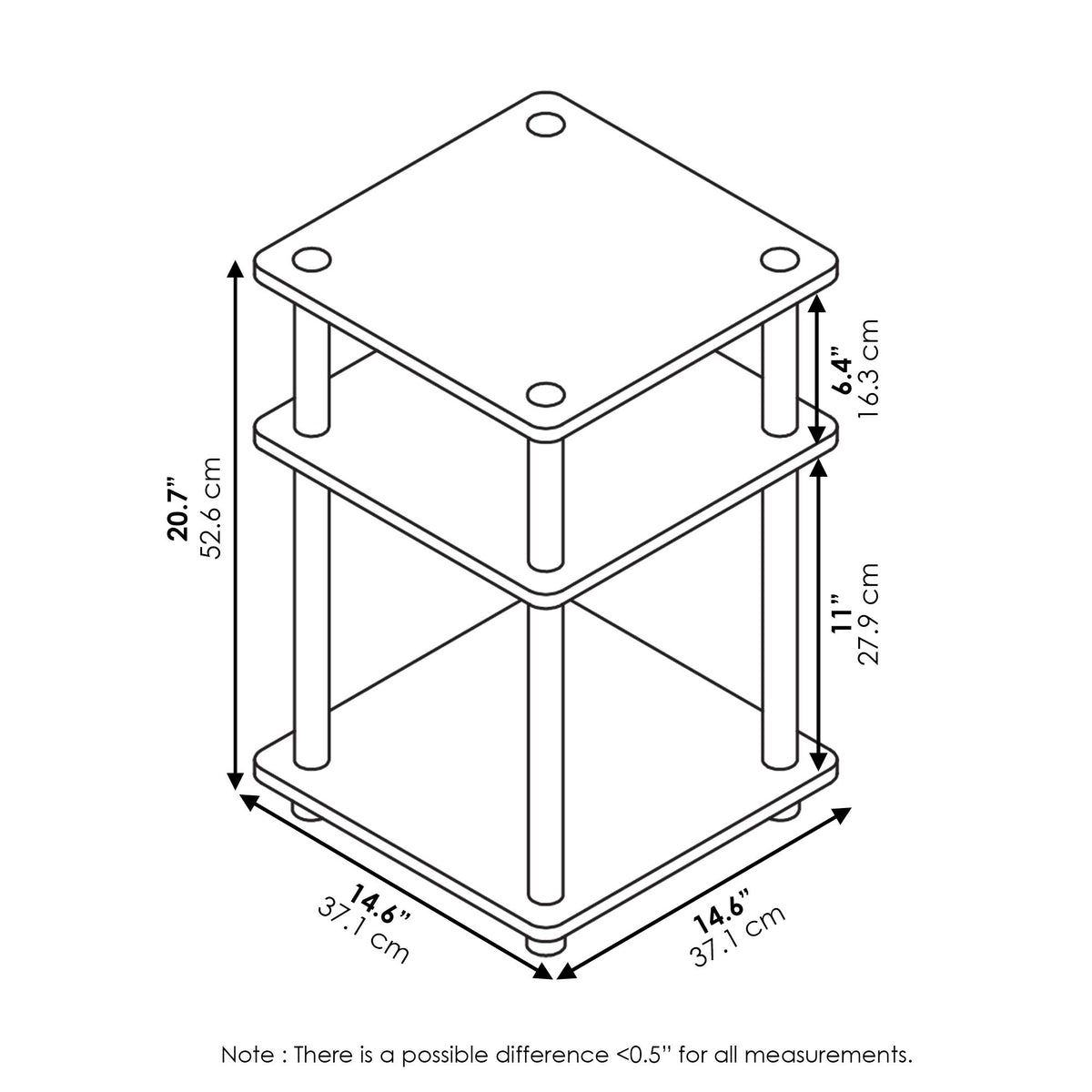 3-Tier Square Side Table G246