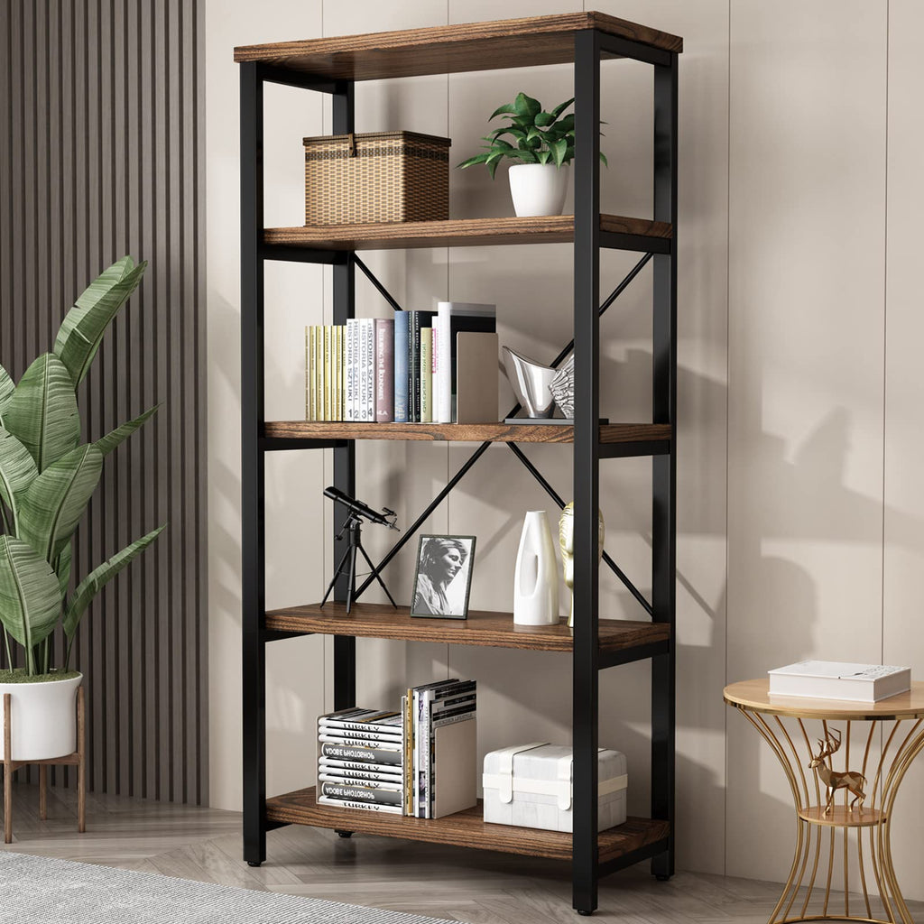 5-Tier Solid Wood Bookshelf E257650