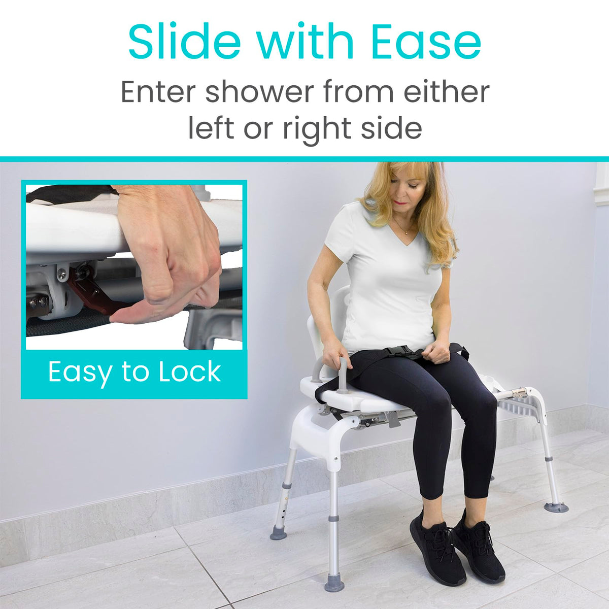 Sliding Shower Chair with Soap Tray and Safety Belt N382