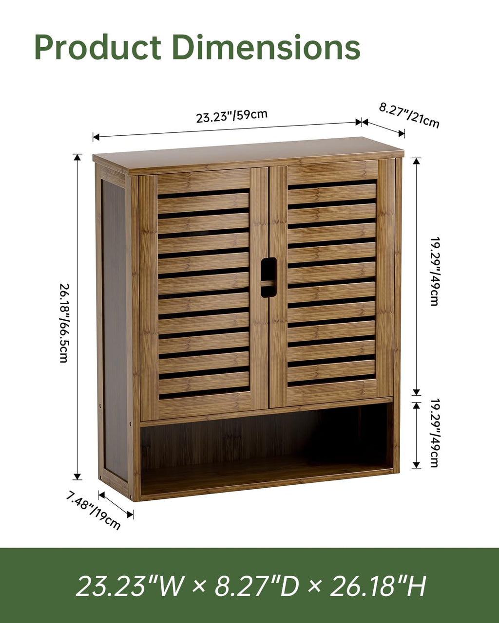 Bamboo Over-The-Toilet Storage Cabinet with 2 Door I4069