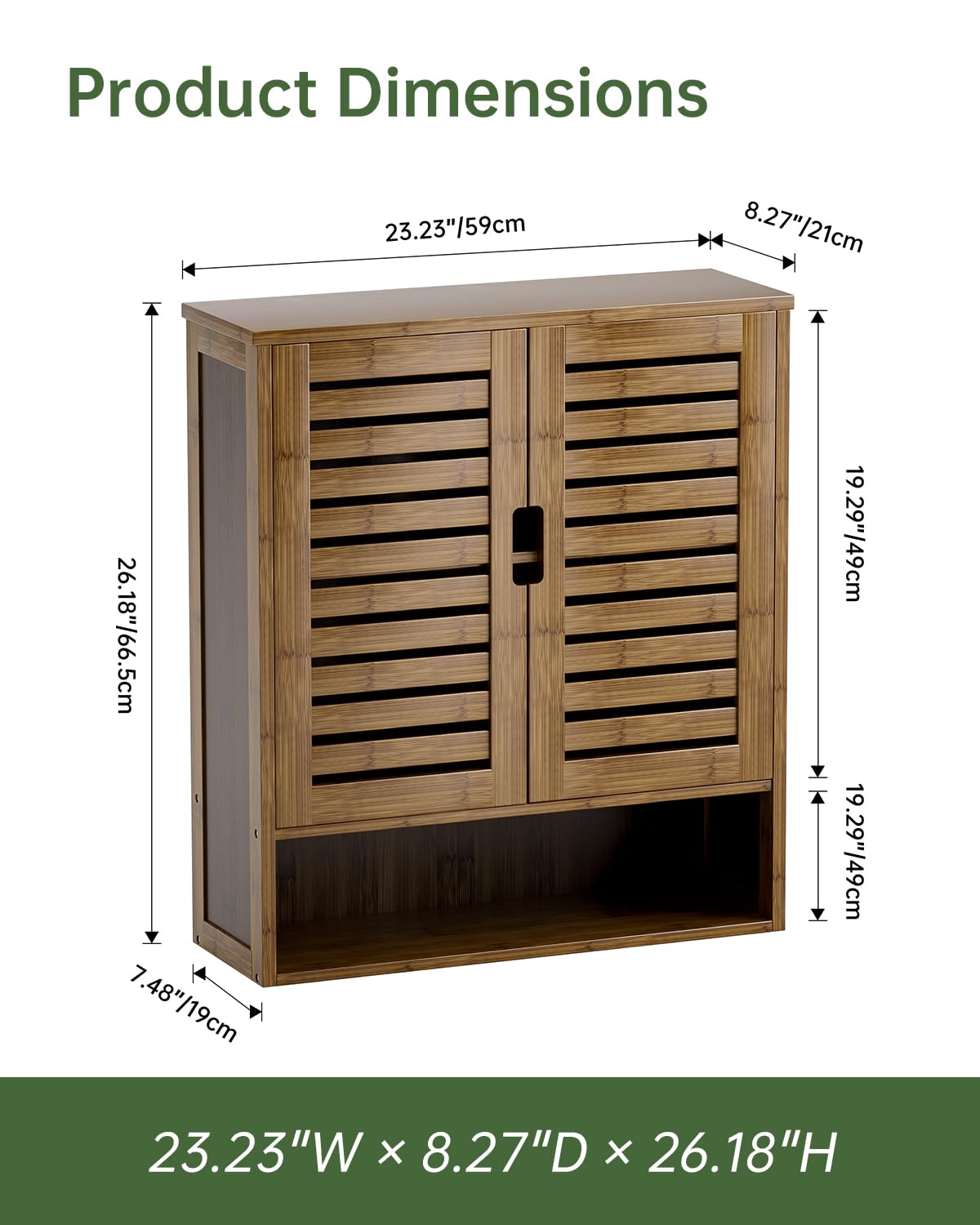 Bamboo Over-The-Toilet Storage Cabinet with 2 Door I4069