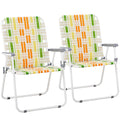 Oversize Webbed Folding Lawn Chair Set of 2 Yellow & Green D863