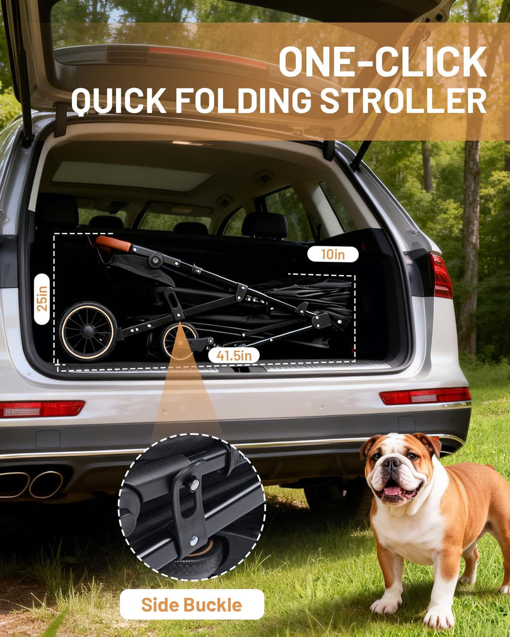 Foldable Ventilated Dog Stroller with Canopy N281