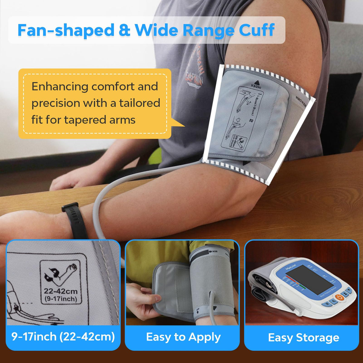 Blood Pressure Monitor with Adjustable Cuff and Backlit Display R450