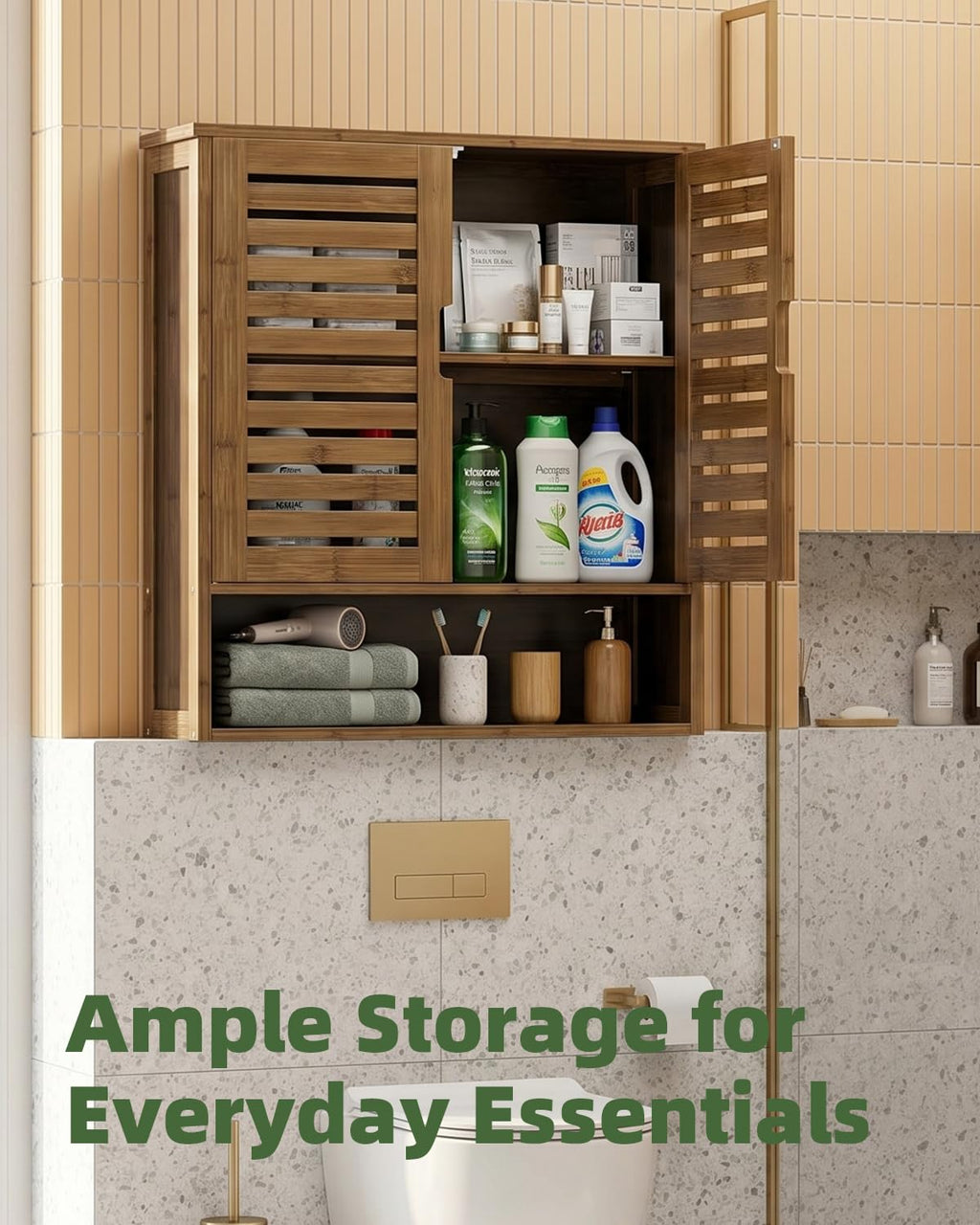Bamboo Over-The-Toilet Storage Cabinet with 2 Door I4069