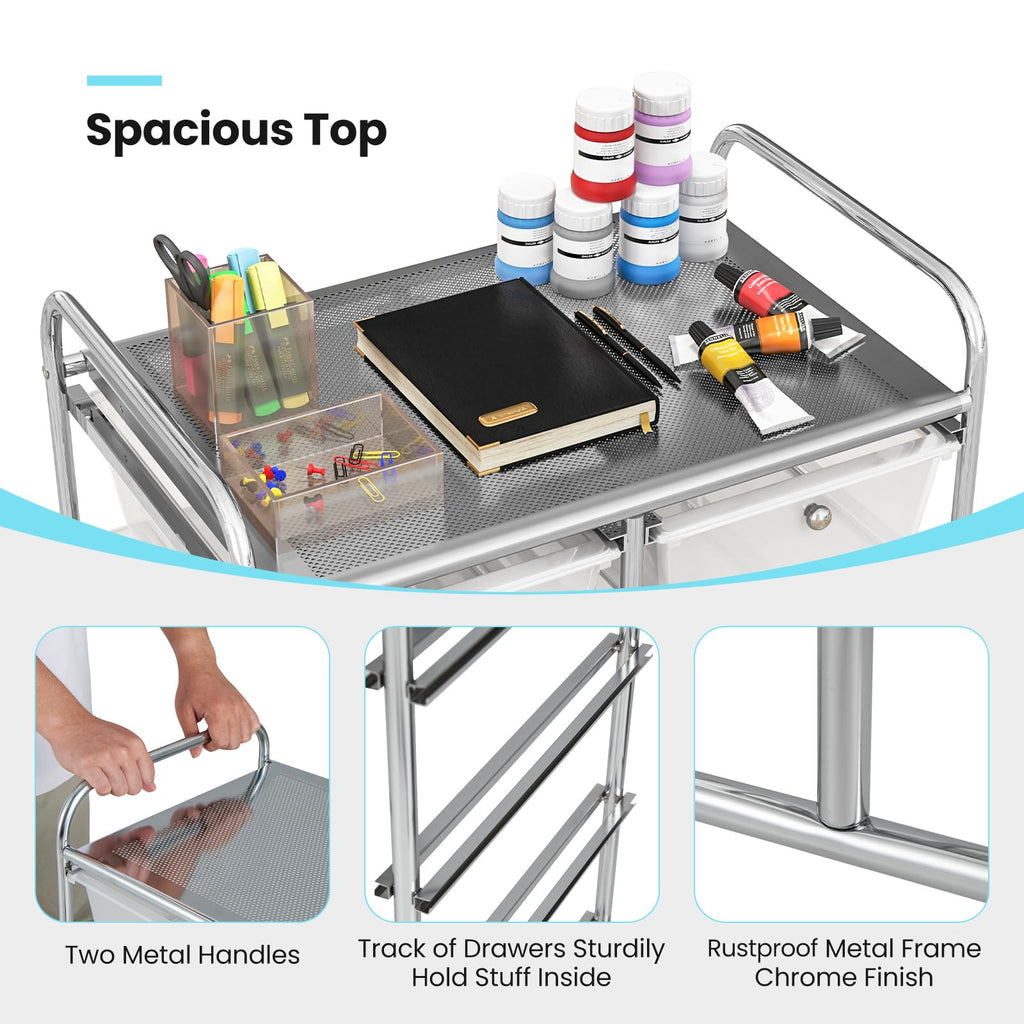10 Drawer Rolling Storage Cart with Metal Frame L360310