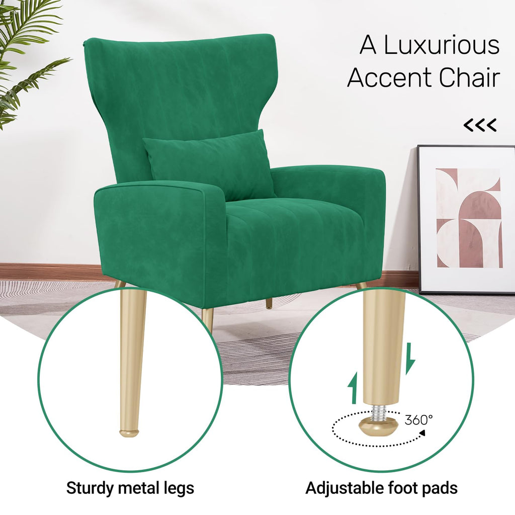 Velvet Accent Chair Set of 2 Wingback Green R925