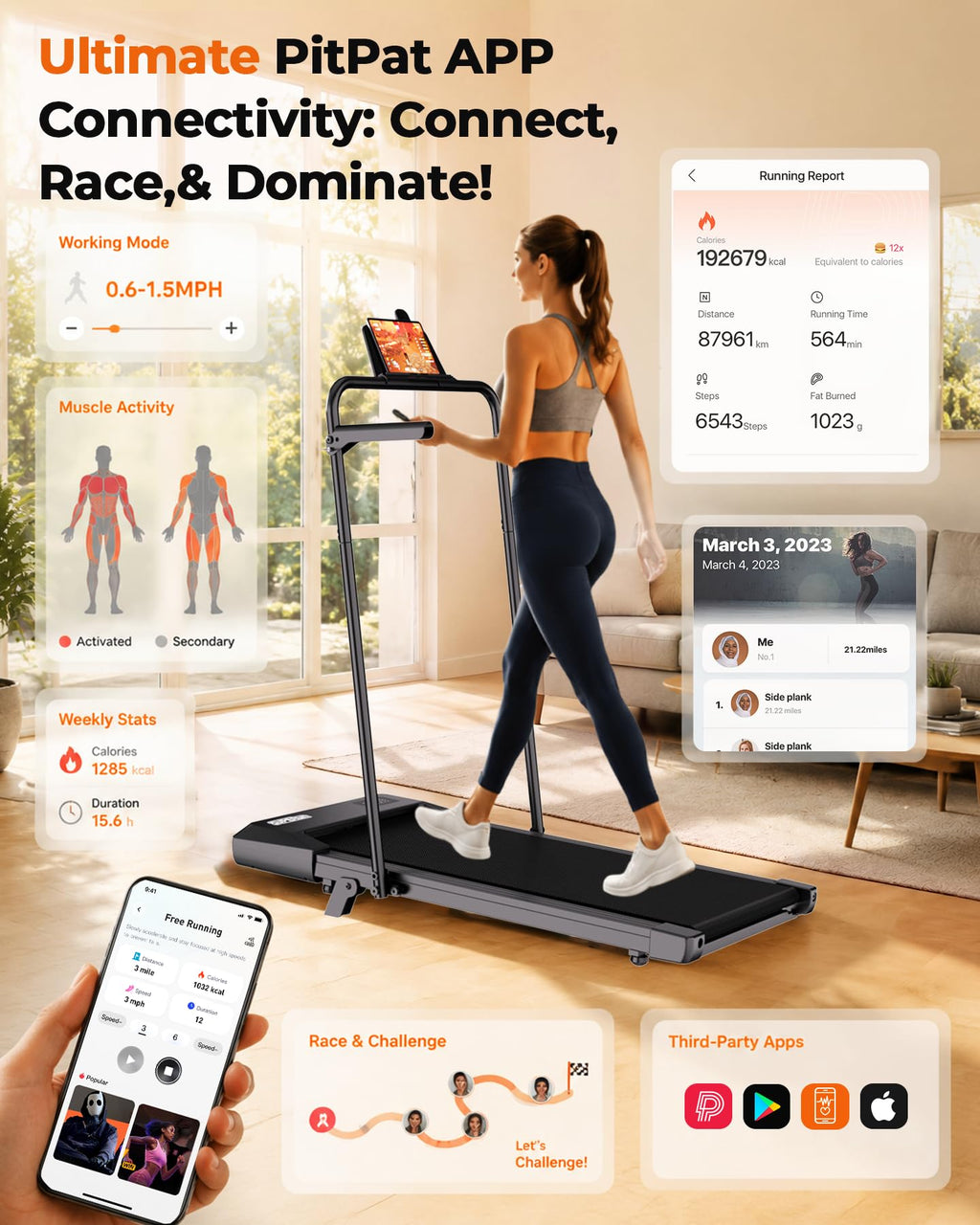 Walking Pad with 6% Incline, 3 in 1 Portable Treadmill, 2.5 HP, 300 Lbs Capacity A84652