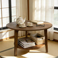 2-Tier Round Wood Coffee Table with Storage Shelf Z764620
