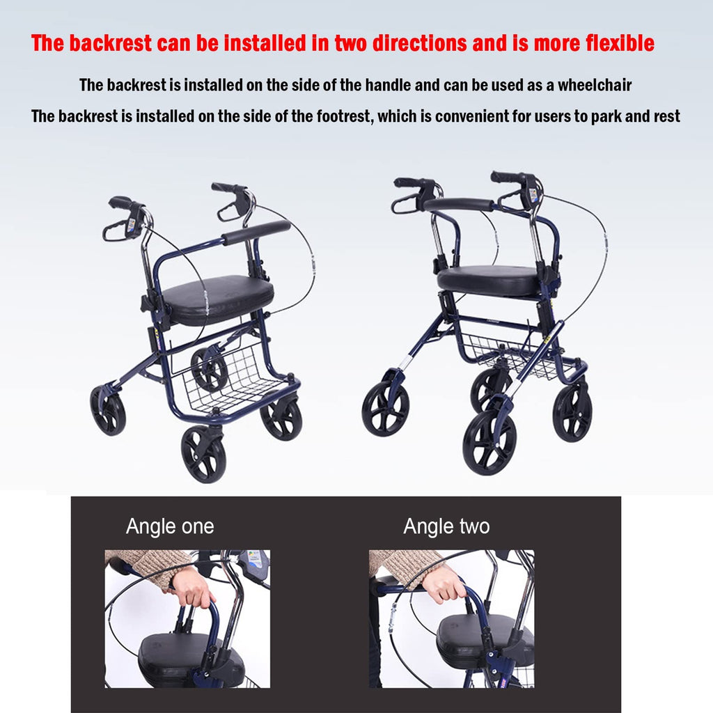 Upright Folding Rollator Walker with Seat H72424