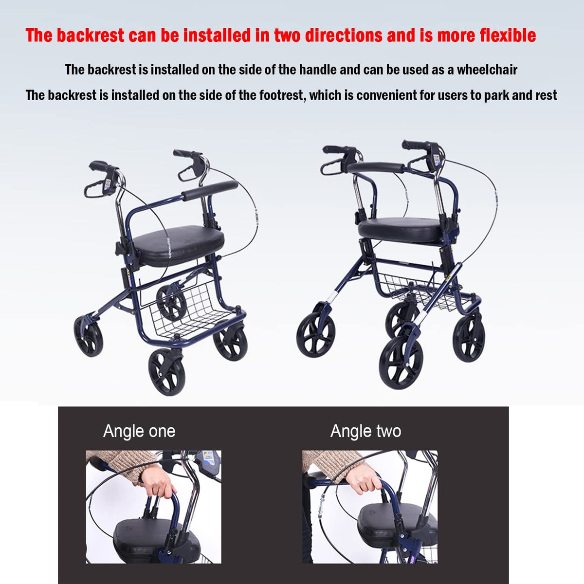 Upright Folding Rollator Walker with Seat H72424