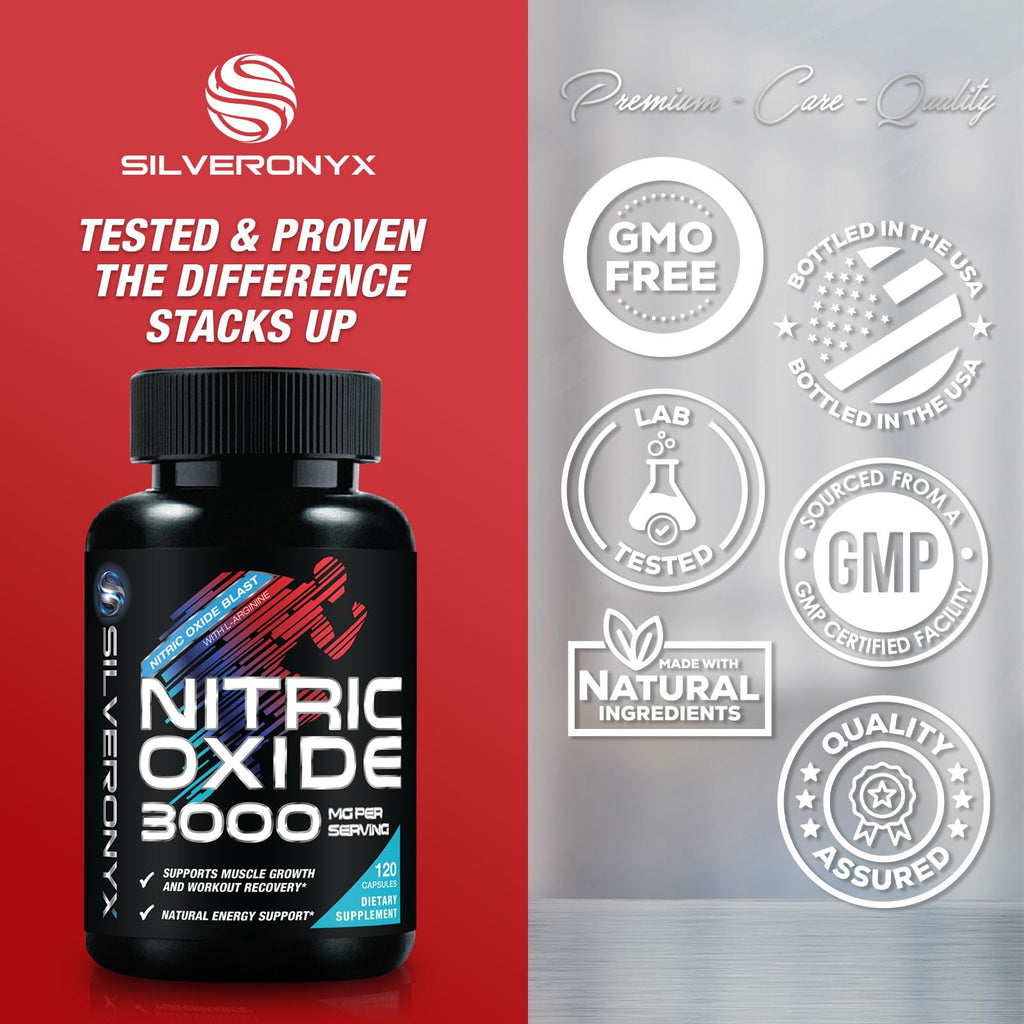 Nitric Oxide Supplement 3000mg Blend L-Arginine & L-Citrulline 120 Capsules I732