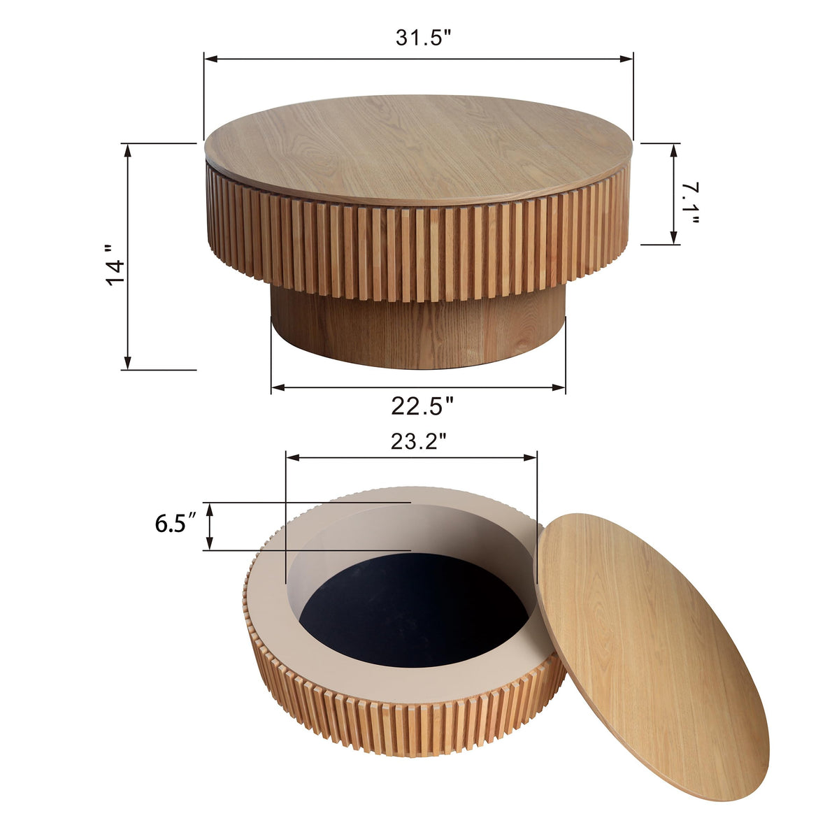 31.5'' Round Coffee Table with Storage G358