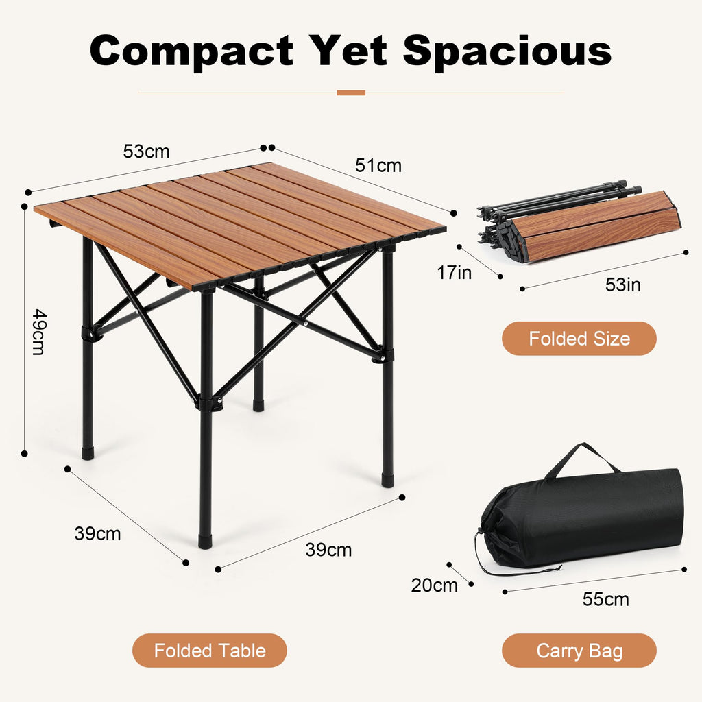 Folding Camping Table 21 x 20 Inch with Carry Bag V6153