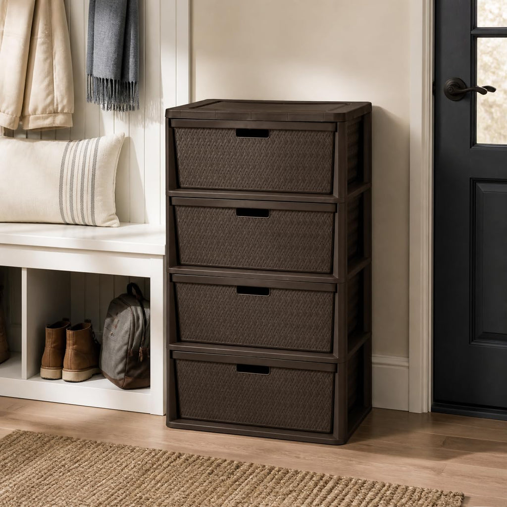 Brown 4 Drawer Plastic Storage Drawers A481