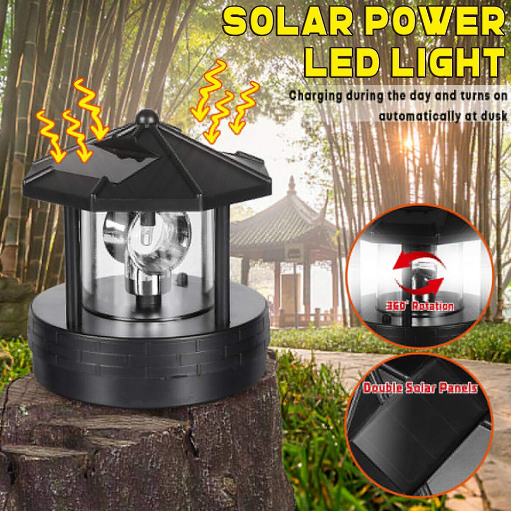 Solar Lighthouse Lamp 360° Rotatable LED IP44 Waterproof U7131