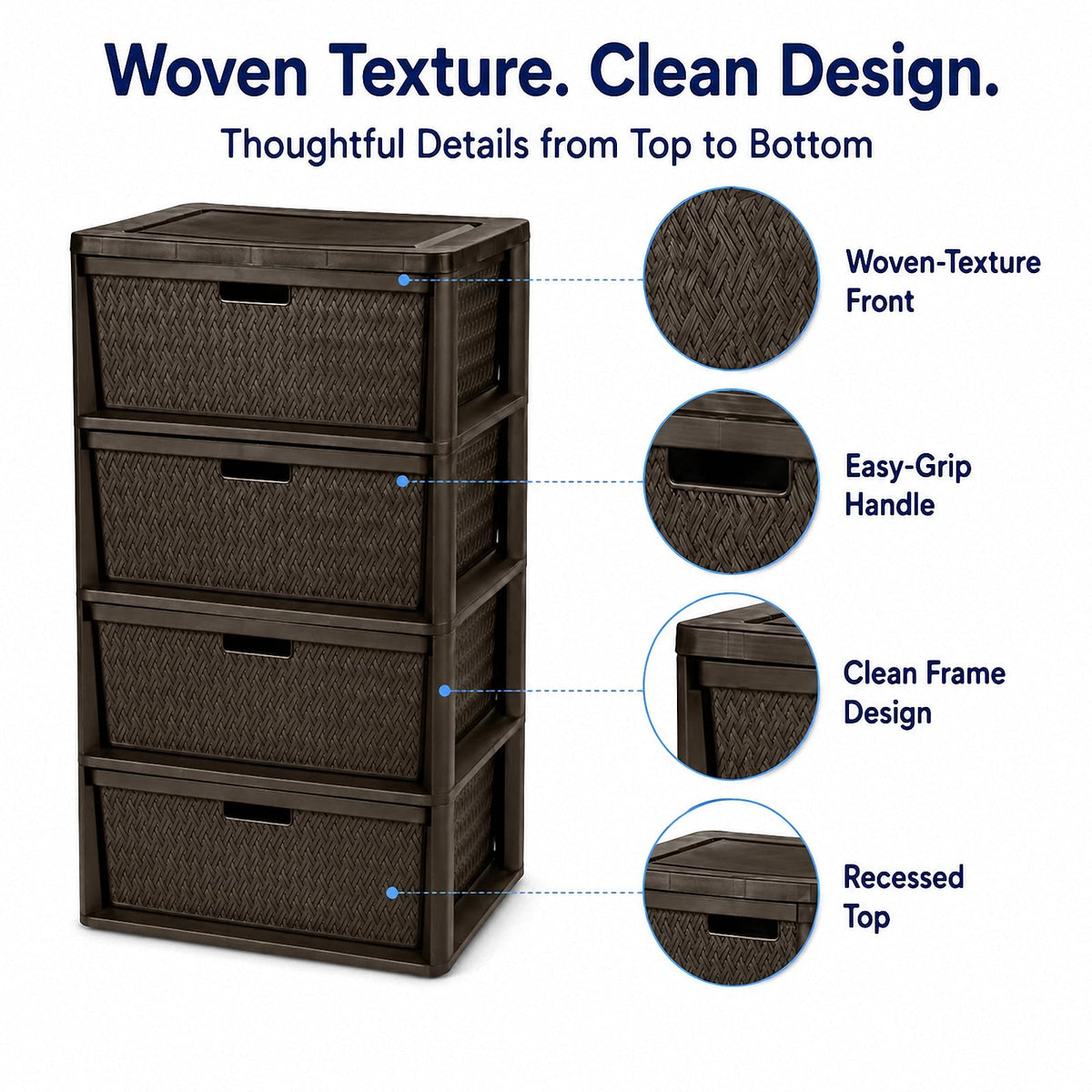 Brown 4-Drawer Plastic Storage Chest A6214