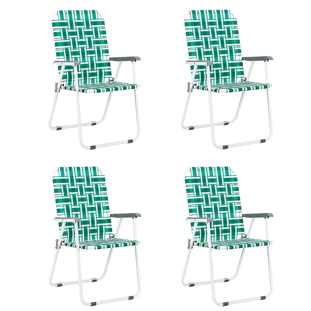 Dark Green Set of 4 Webbed Folding Chairs Y9667