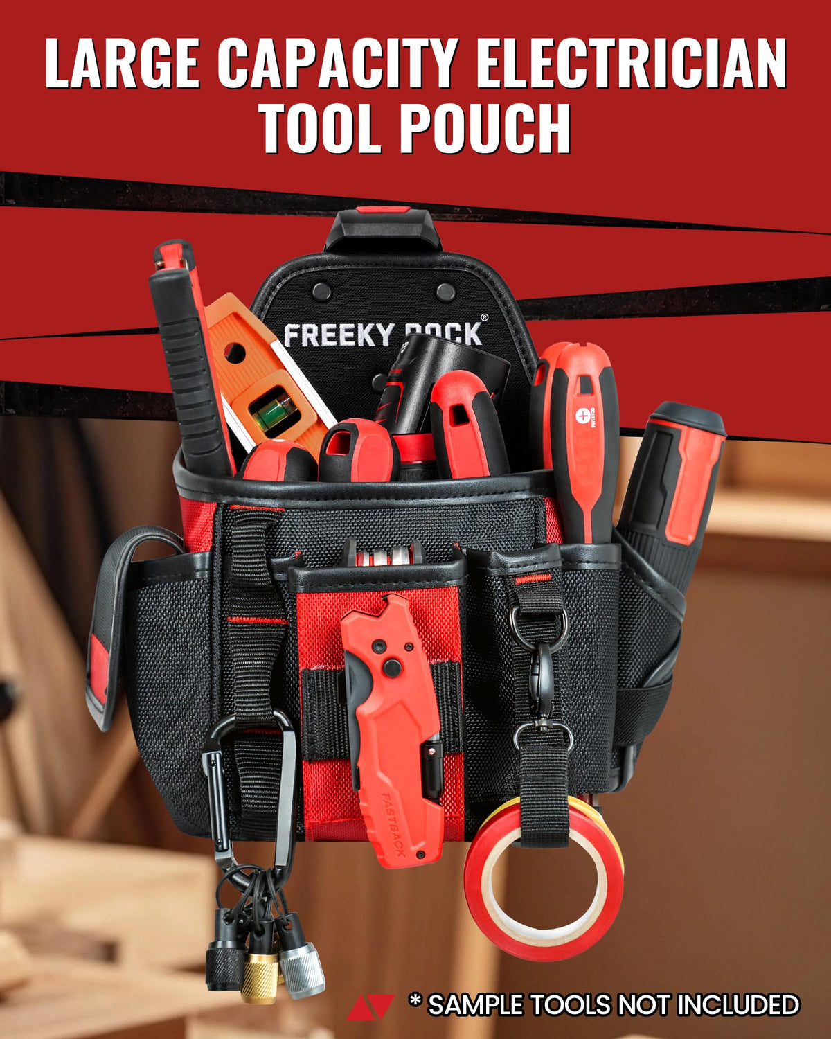 Heavy Duty Tool Belt with 2 Tool Pouches, Adjustable Work Belt N3236