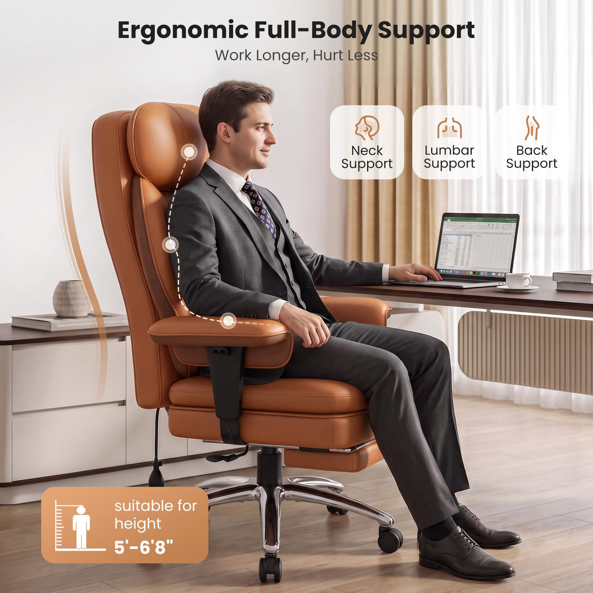Big and Tall Office Chair with Inflatable Lumbar Support T714429