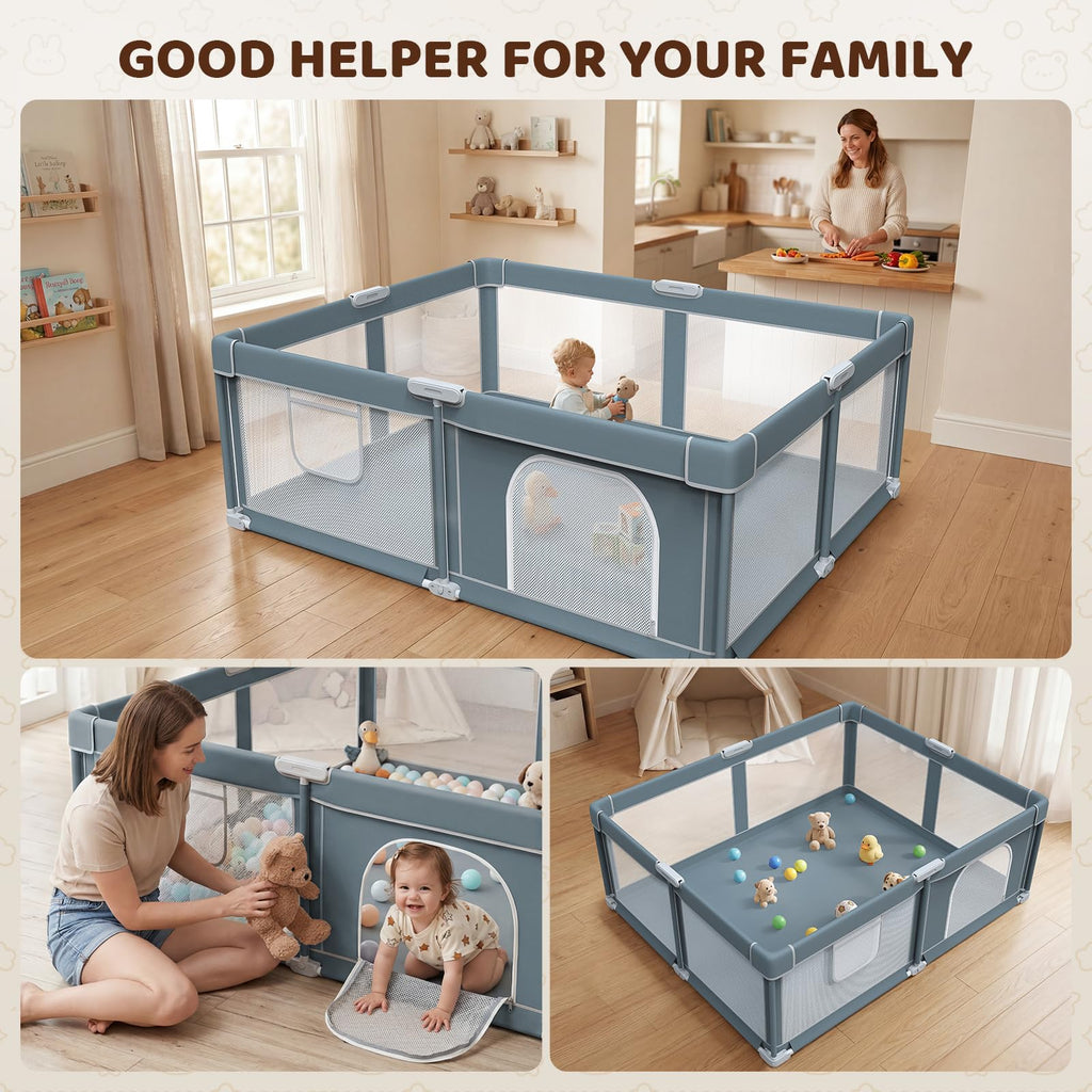 Foldable Baby Playpen 71x59 Inch R472527