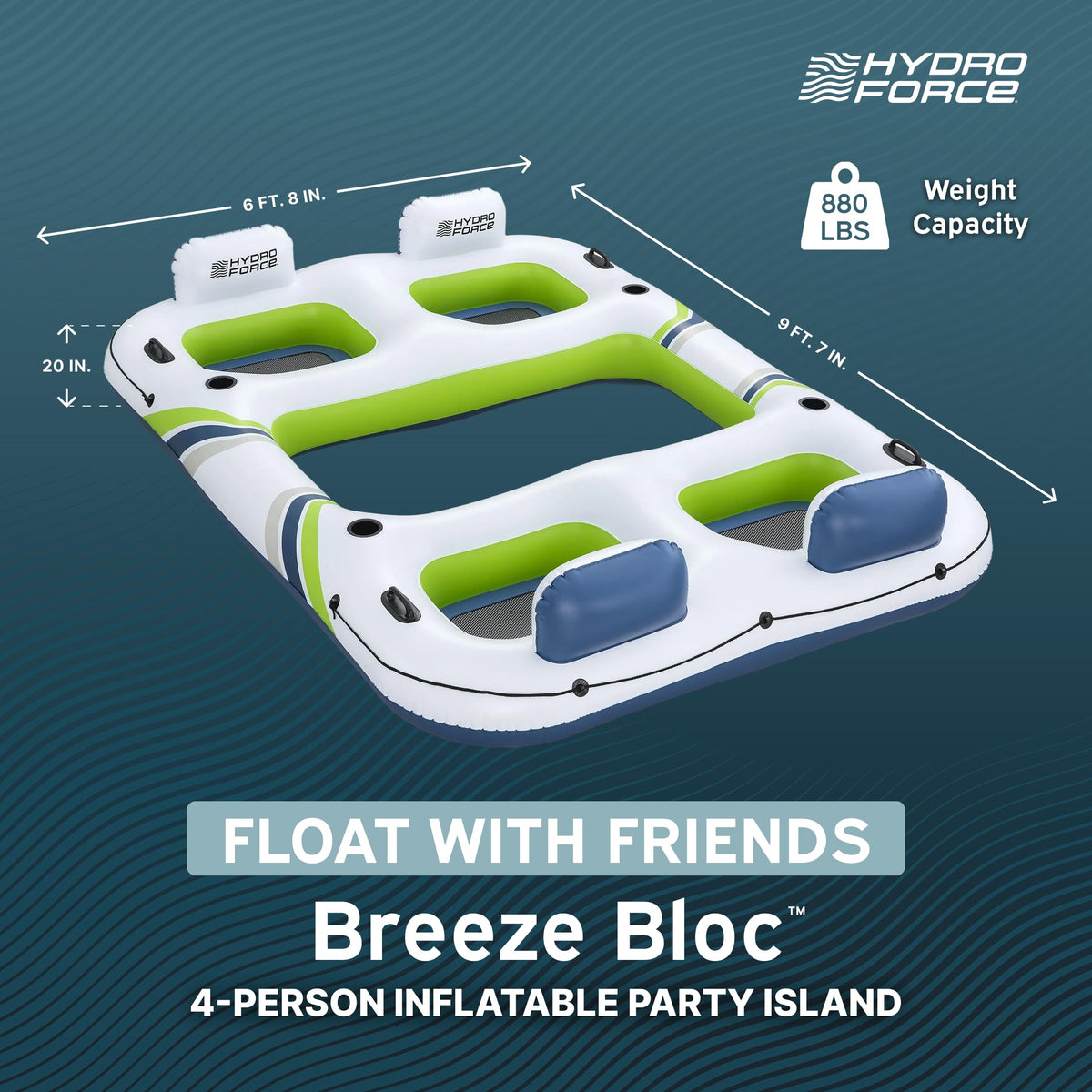 4 Person Inflatable Lounger with Cup Holders Y6611