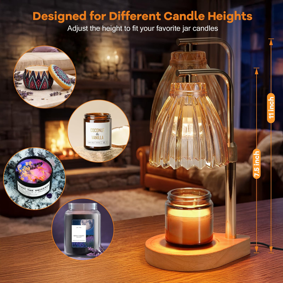 Candle Warmer Lamp with Adjustable Height, Timer & Dimmer Z738