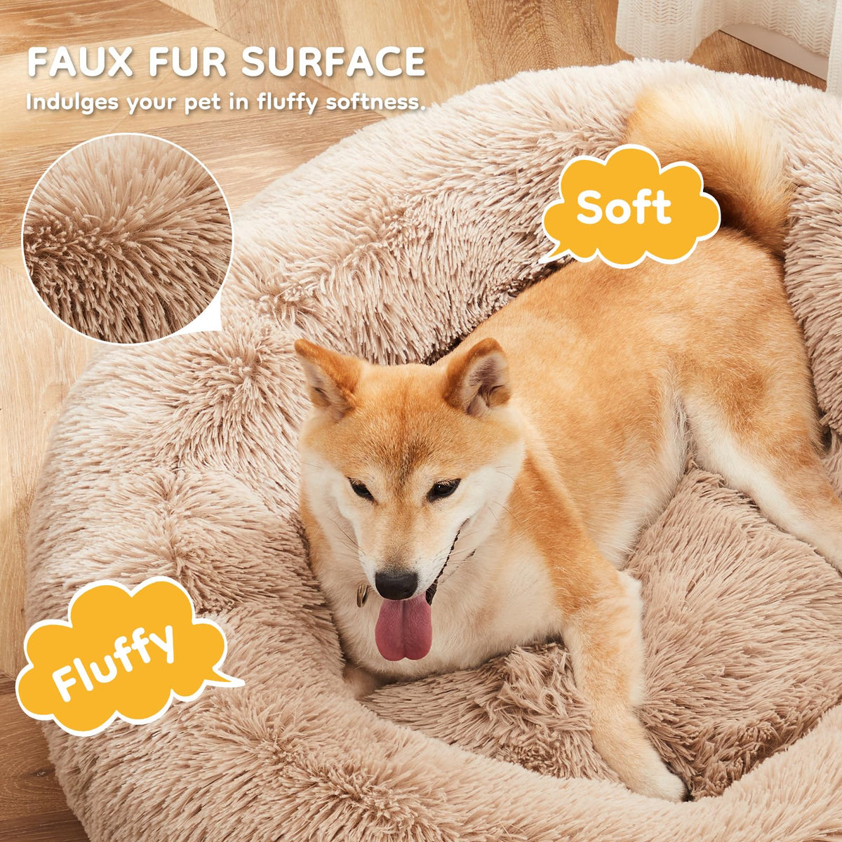 30.7 Inch Fluffy Faux Fur Plush Dog Bed M912