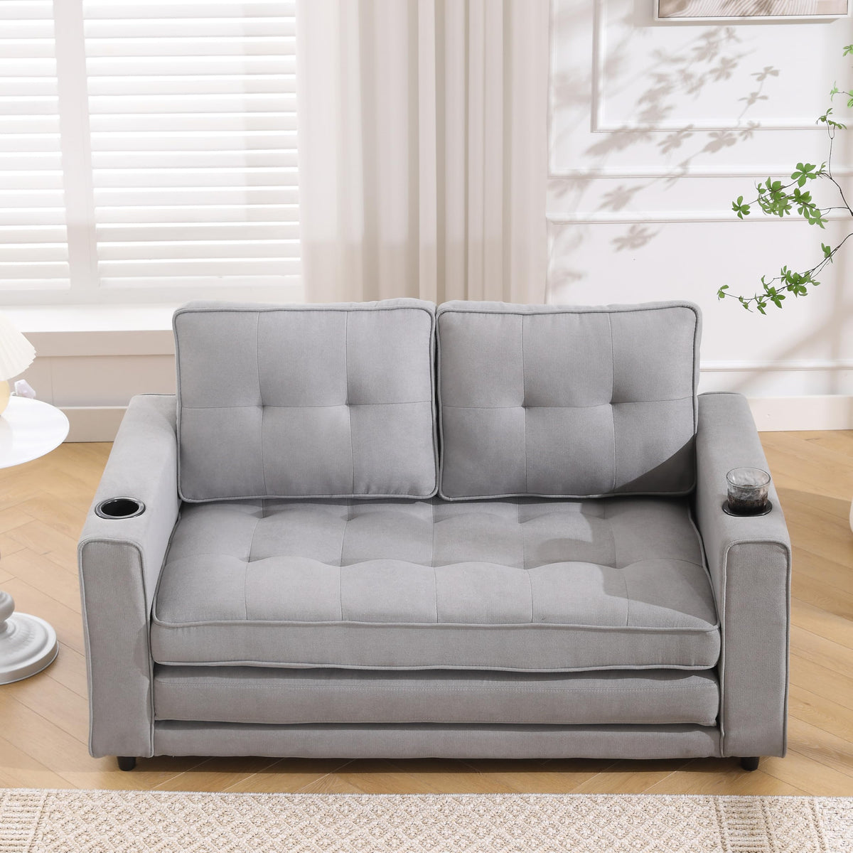 Light Gray Convertible Futon Sofa Bed K2850