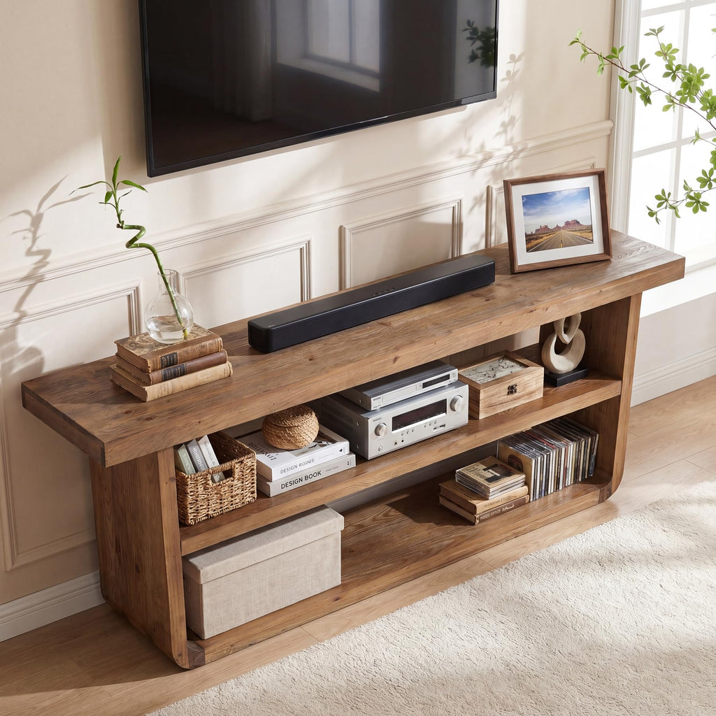 63" Solid Wood 3-Tier TV Stand C5197