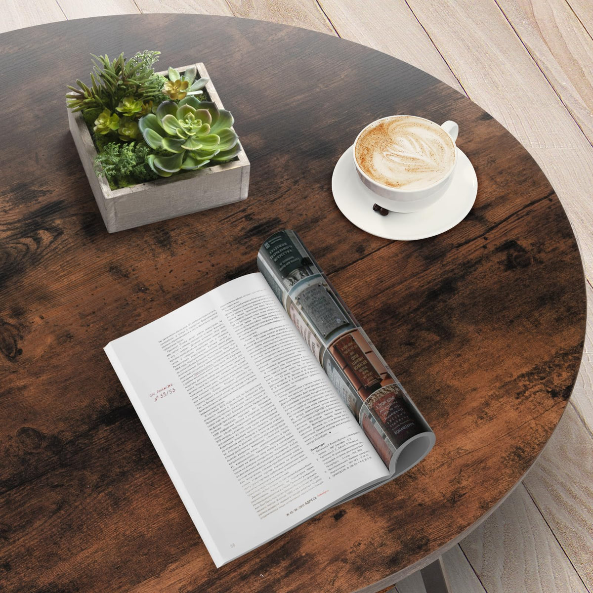 Round 2-Tier Wood Coffee Table with Storage K4486