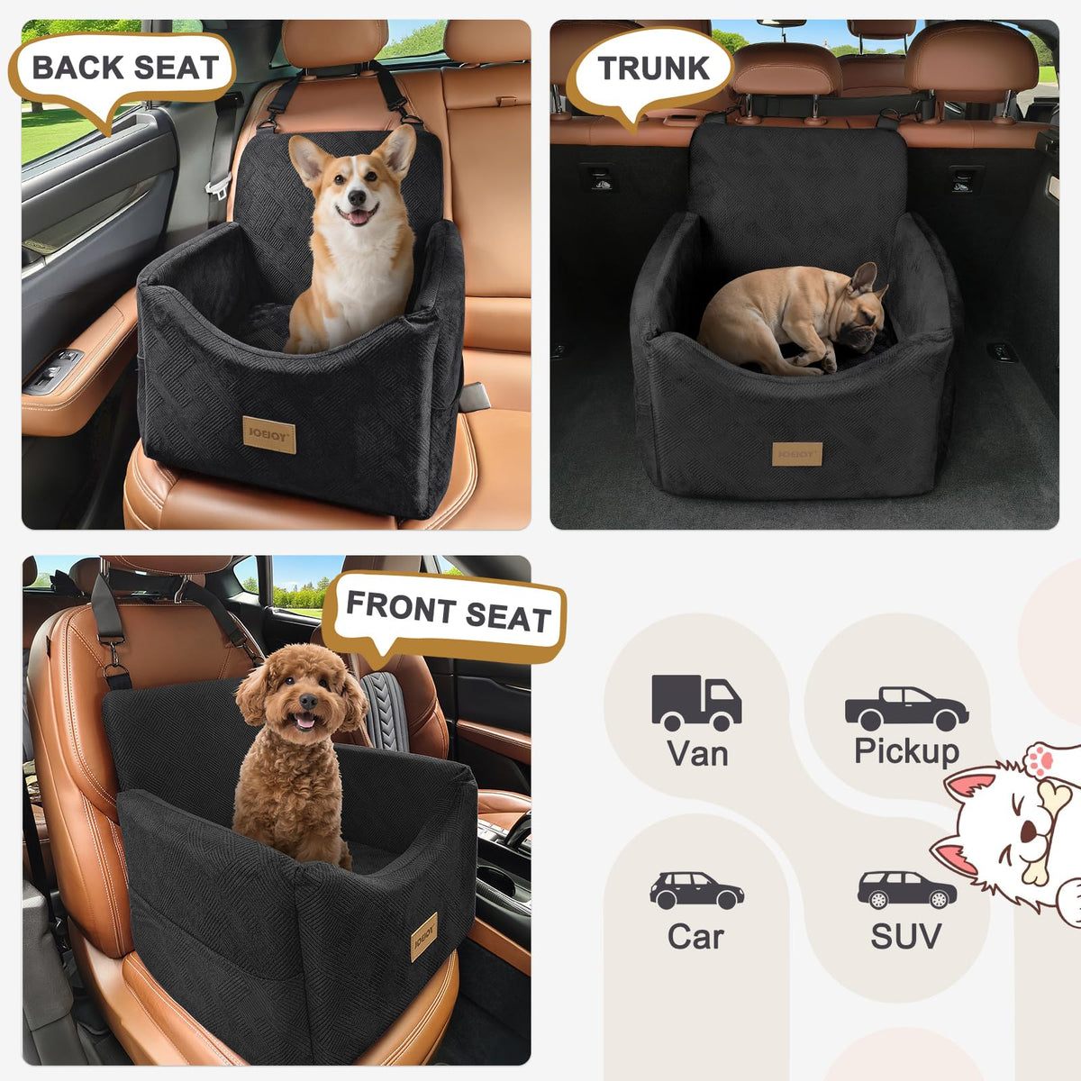 Dog Car Seat with Detachable Washable Cover and Cushion J3195