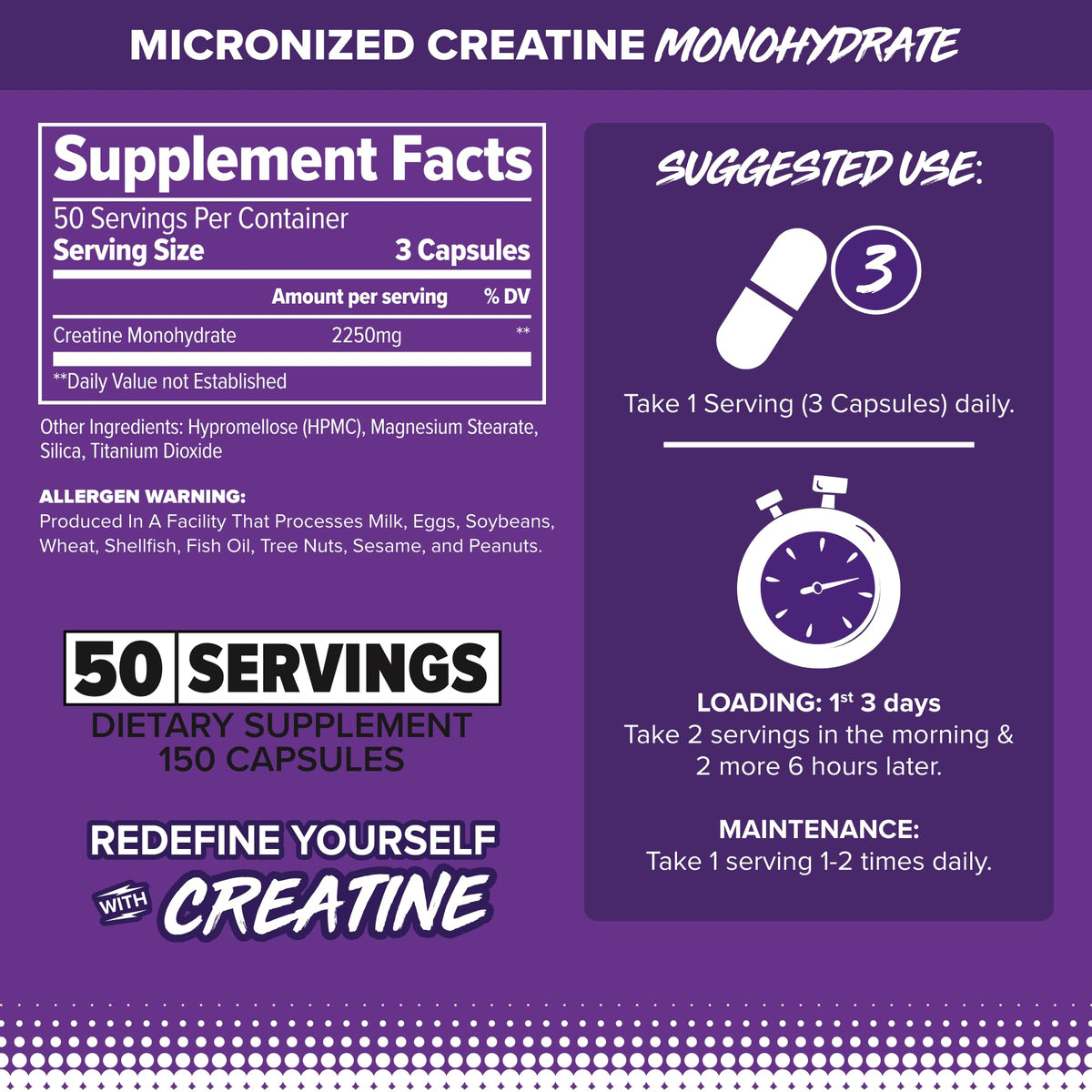 Pure Micronized Creatine Monohydrate 150 Capsules P412