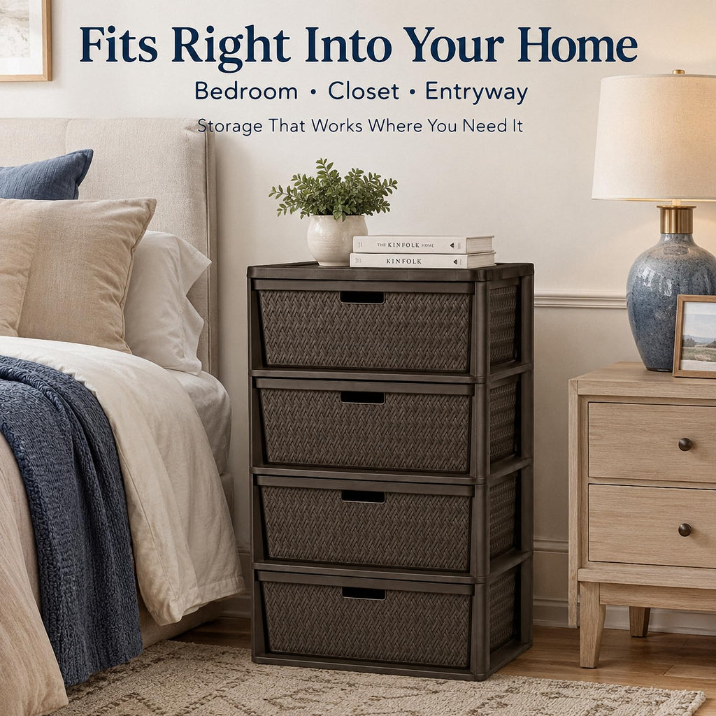 Brown 4-Drawer Plastic Storage Chest A6214