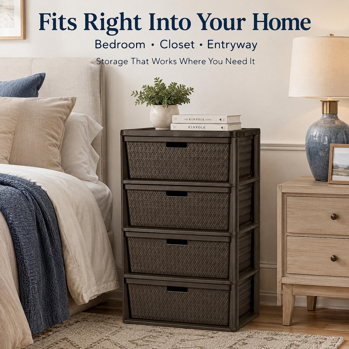 Brown 4-Drawer Plastic Storage Chest A6214
