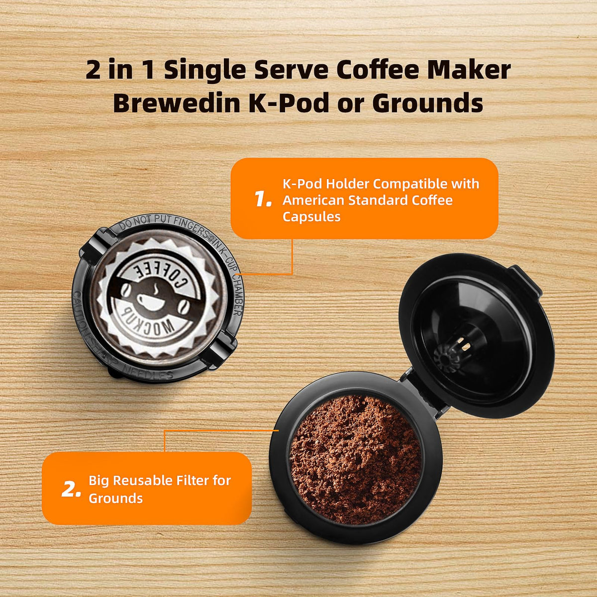 Single Serve Coffee Maker for K Cup and Grounds W5611