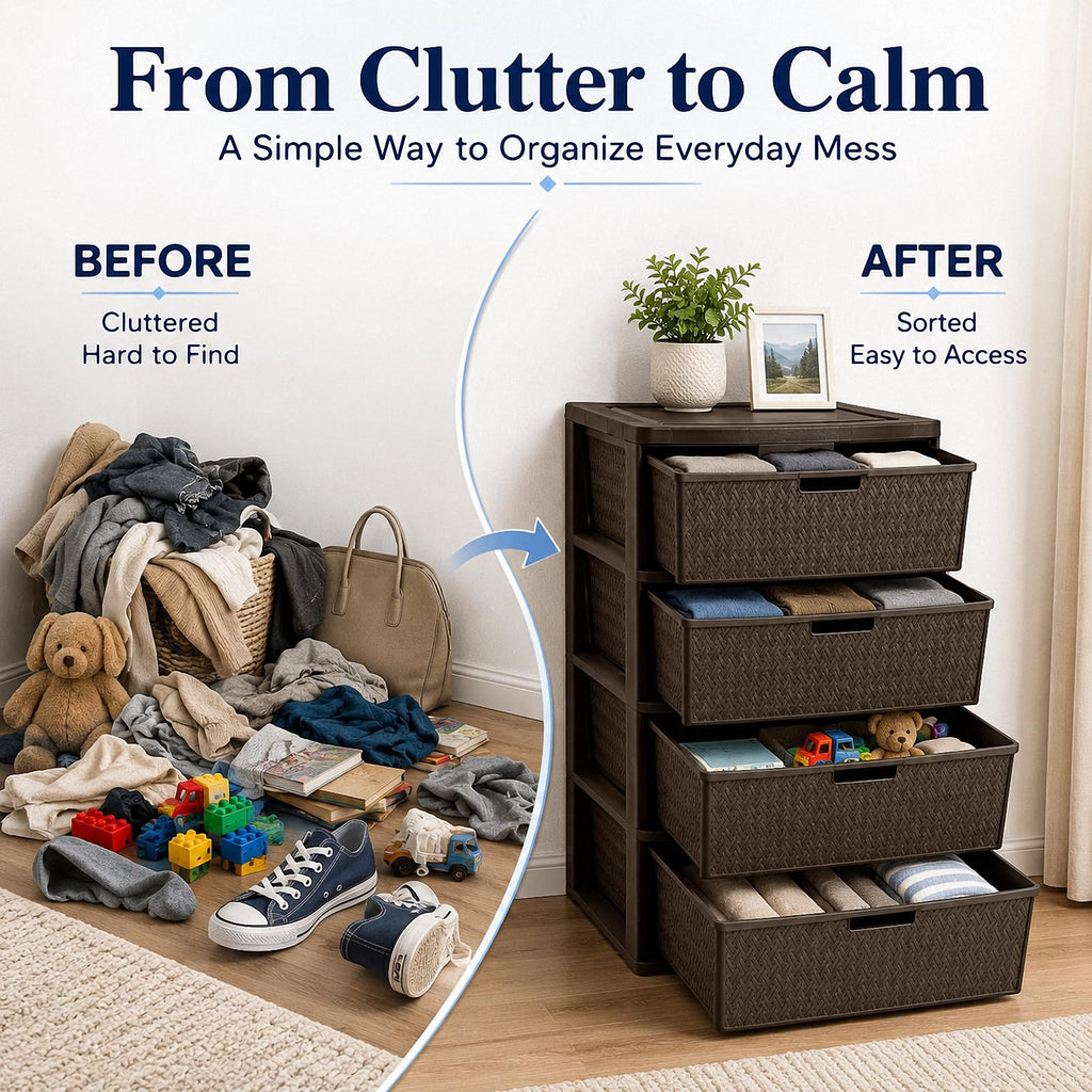 Brown 4-Drawer Plastic Storage Chest A6214